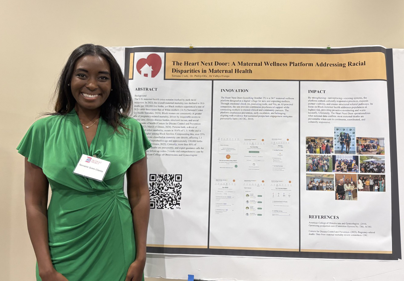 Terranie Clarke beside her research poster